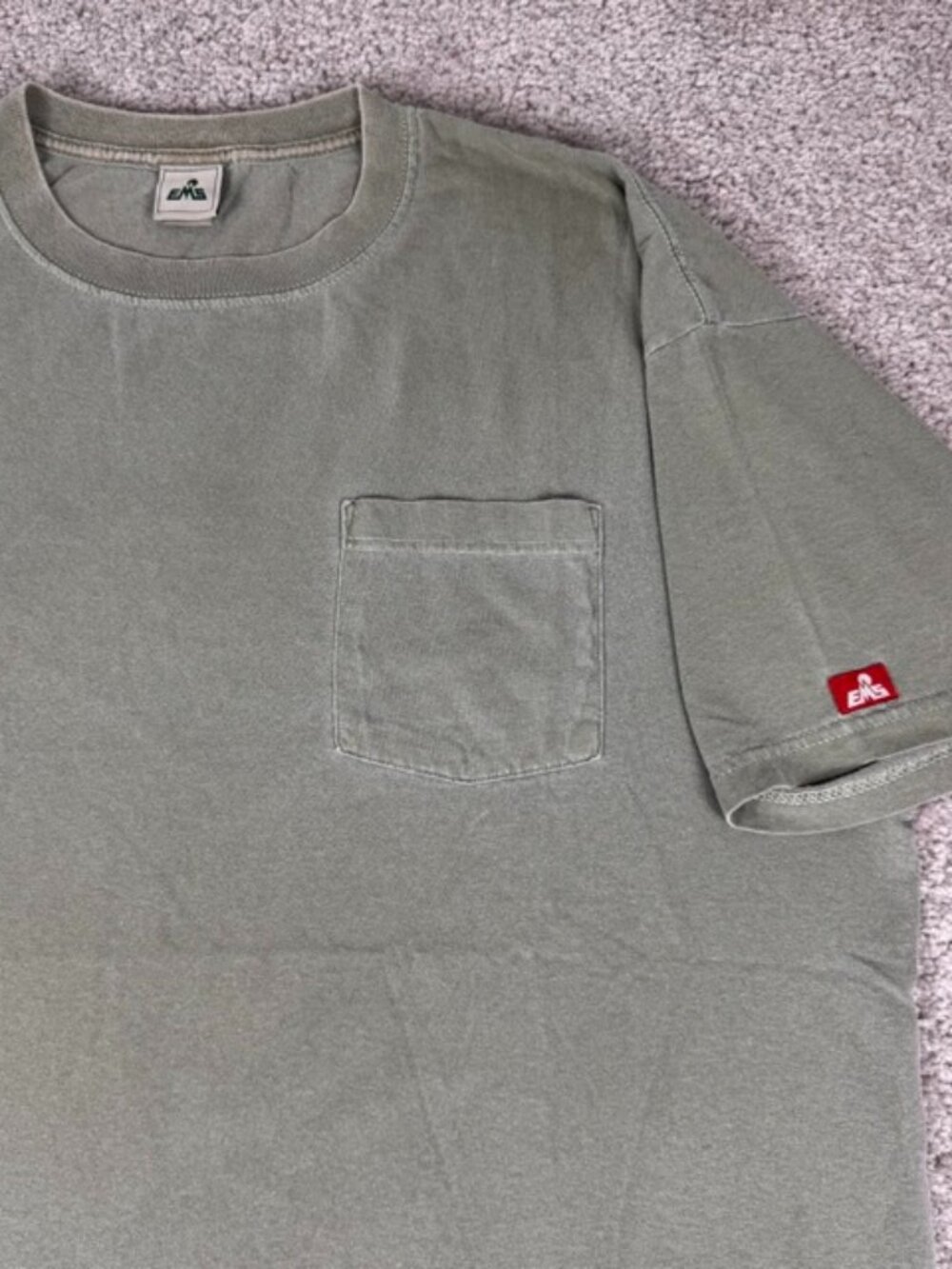 EMS Eastern Mountain Sports VTG Vintage 90's Green Cotton Pocket Tee Shirt Sz L